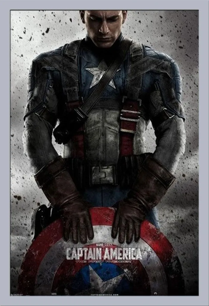 Affiche Captain America Encadrée 61x91,5 cm : Déco Murale Prête à Poser
