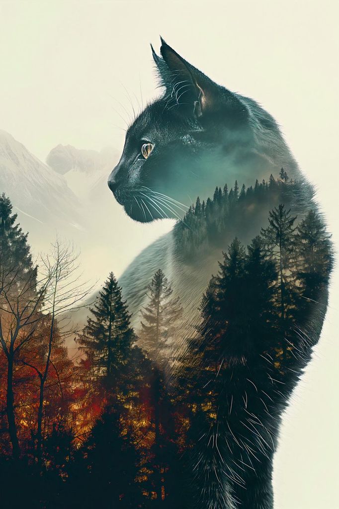 Plakat 20x30cm Katzengeist des Waldes