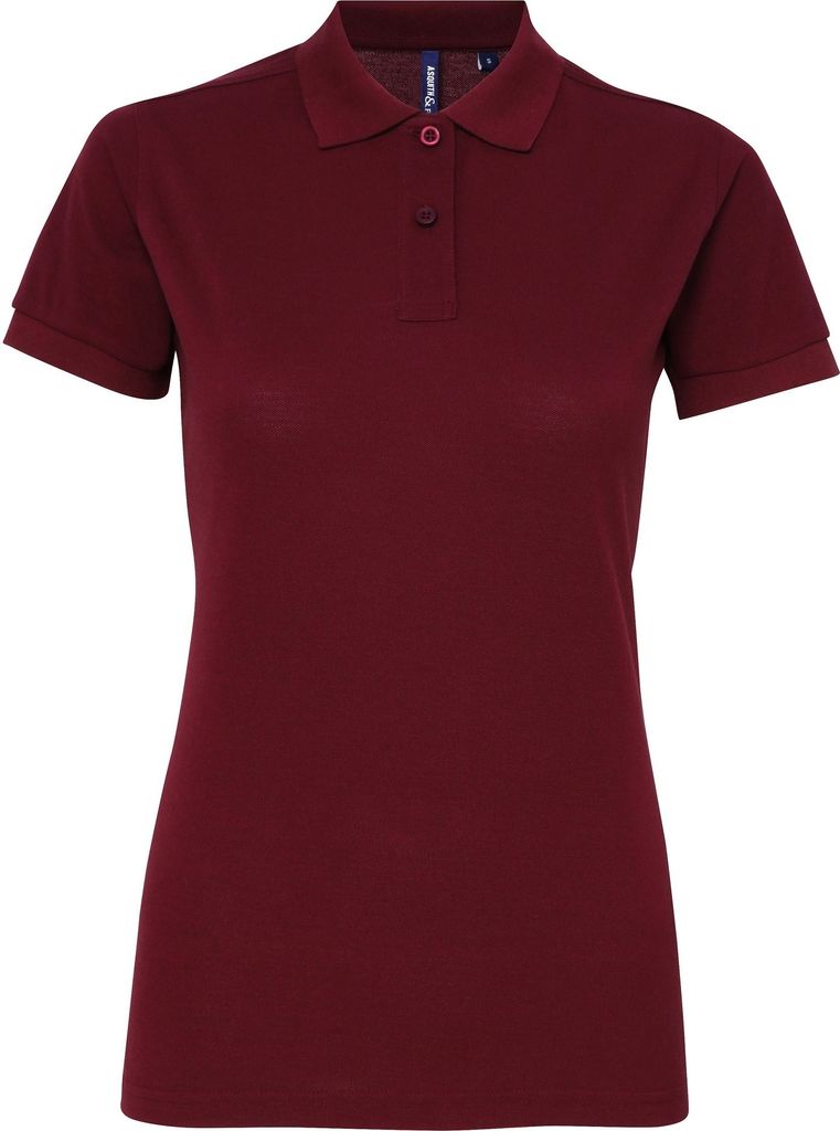 Asquith & Fox Damen Kurzarm Performance Blend Polo Shirt RW5354 (S) (Burgunder)