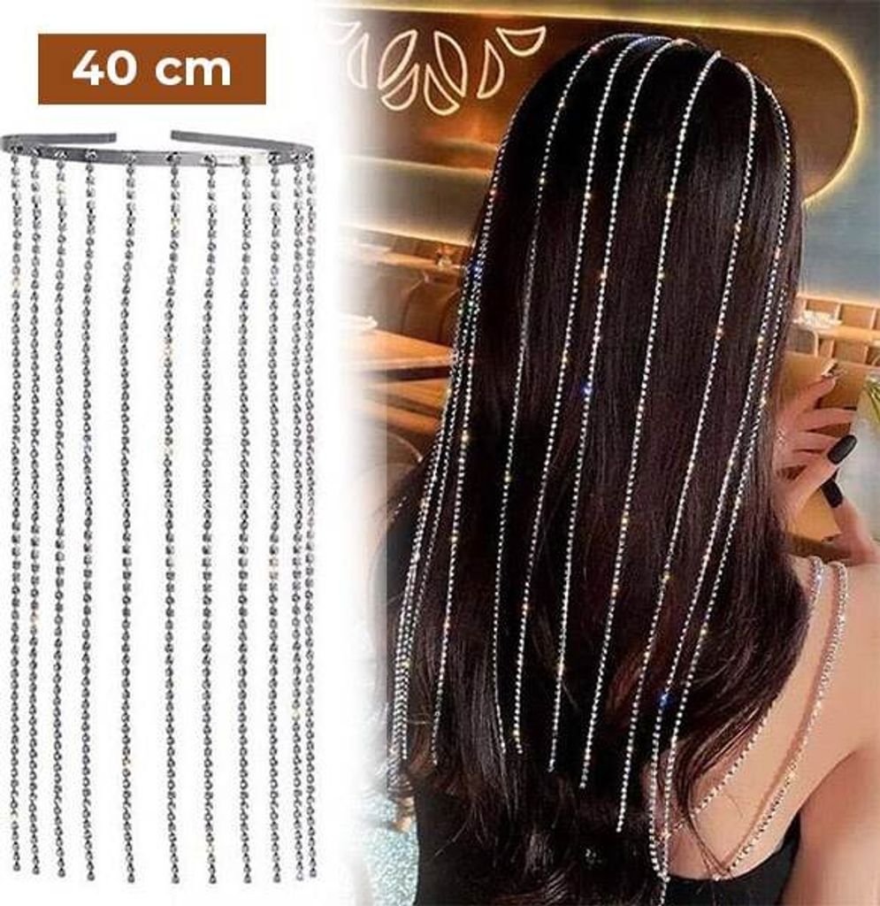 Kristall-Haarband mit Strasssteinen und Glitzer-Effekt, 40 Produktbild 