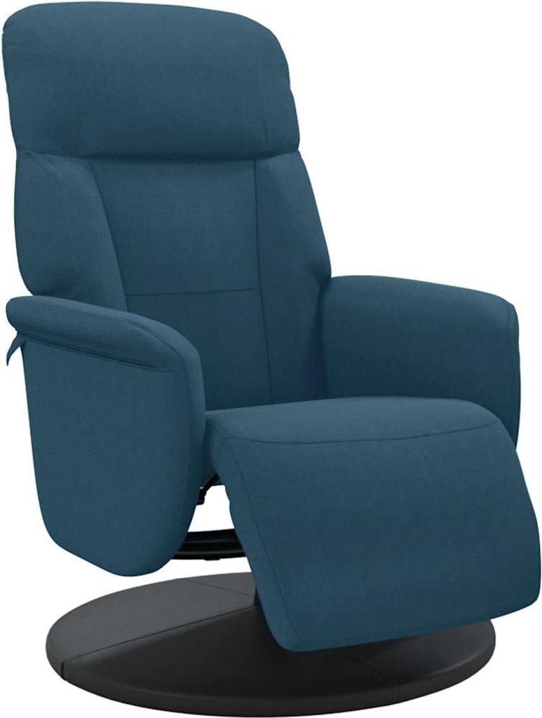 Sillón reclinable con reposapiés, color azul, tapizado en Imagen del producto 