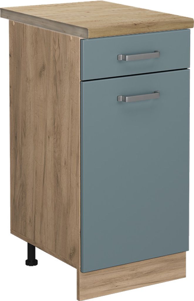 Küchenunterschrank Vicco R-Line Blau-Grau 40 cm , AP Eiche, Model 45813