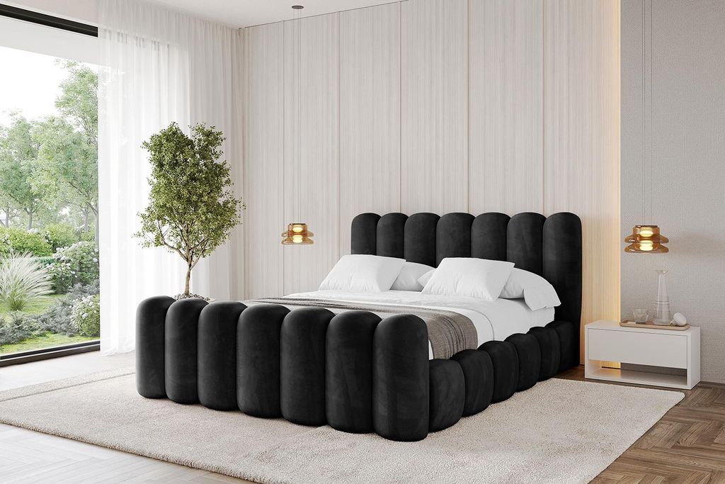 ALTDECOR Polsterbett mit Bettkasten, Fußteil und Lattenrost, Bett mit Kopfteil, Boxbett ohne Matratze, Doppelbett mit Stauraum - SENA-Z 140x200 Sc...