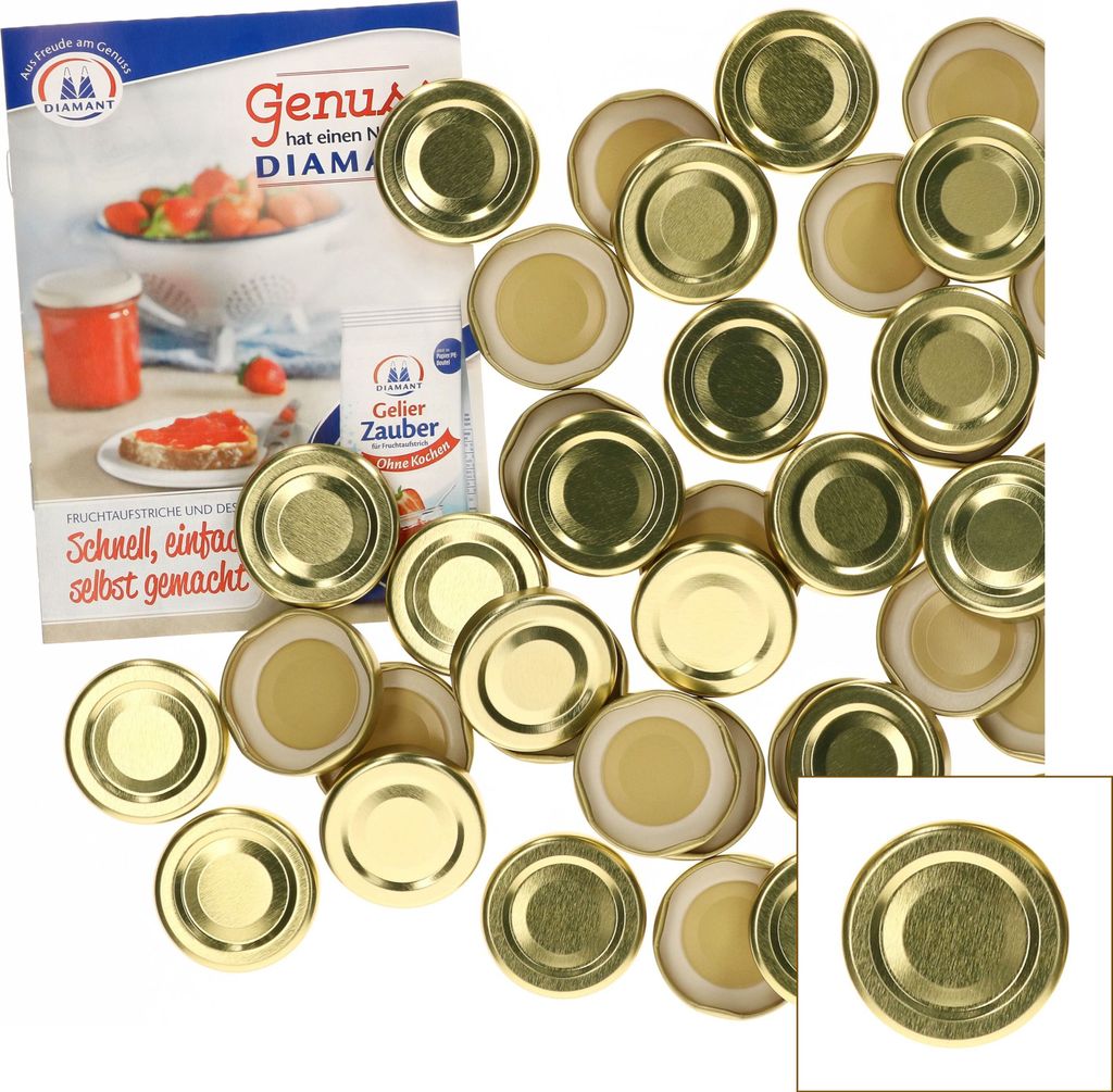 50er Deckelset TO43 Gold Deckel für Sturzgläser Rundrand Produktbild 