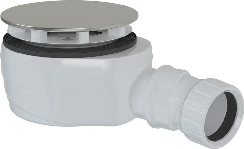 Duschwannensiphon, Durch. 90mm, DN40, Niedrig, polierter Edelstahl Abdeckung