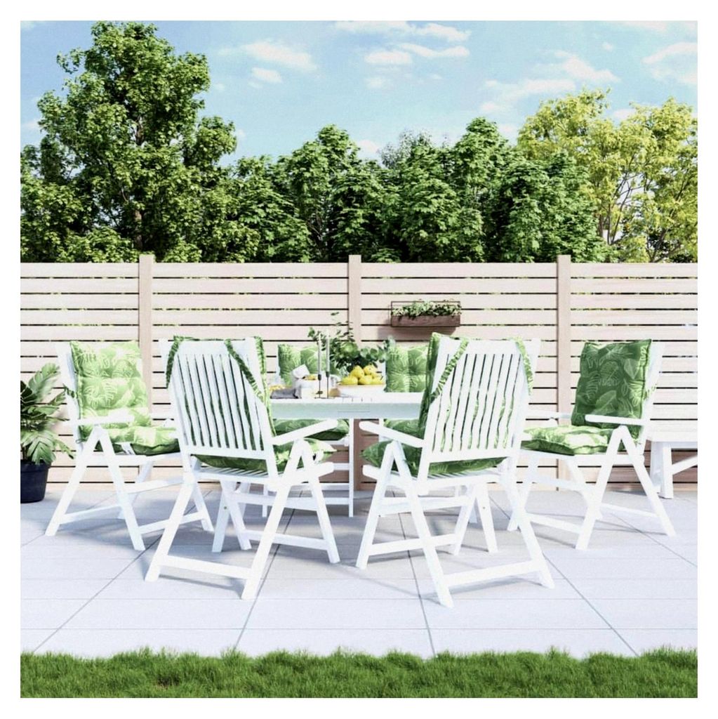 Niedriglehner-Auflagen 6 STK. Blattmuster Oxford-Gewebe, Liegenauflage, Auflage für Gartenliege, Sitzkissen für Gartenmöbel, Bankauflage, Stuhla...