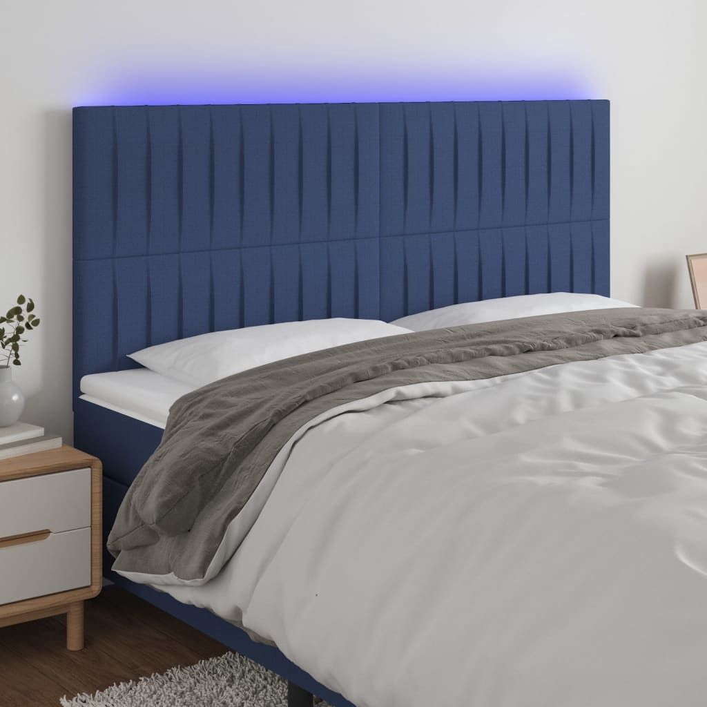 (Robust Möbel)LED Kopfteil - modernes Design - fürs Schlafzimmer - Blau 160x5x118/128cm Stoff Promotion449738 - Kopfteile