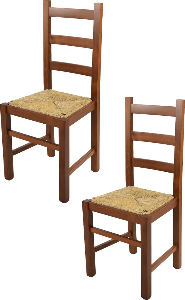 t m c s Tommychairs - 2er Set Stühle RUSTICA für Küche und Esszimmer, robuste Struktur aus Buchenholz, in der Farbe Helles Nussbraun lackiert un...