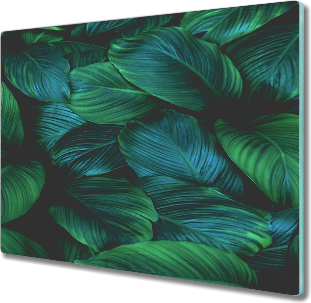 Coloray Herdabdeckplatte 60x52 cm Schneidebrett Kochplattenabdeckung Küchenbrett Hackbrett - Blume Pflanze Blätter