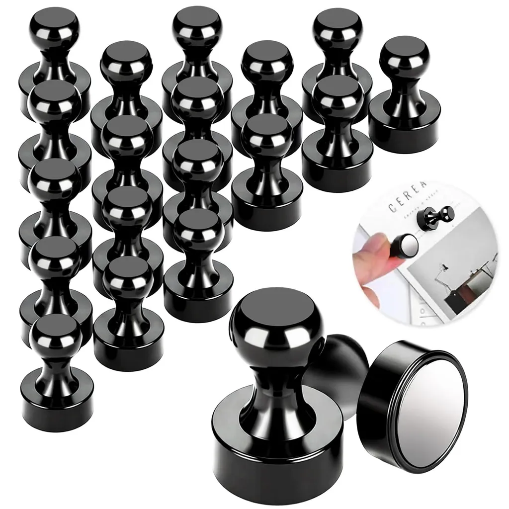 Aimants de Réfrigérateur Noirs x20 pour Fixation Forte Tableaux Blancs