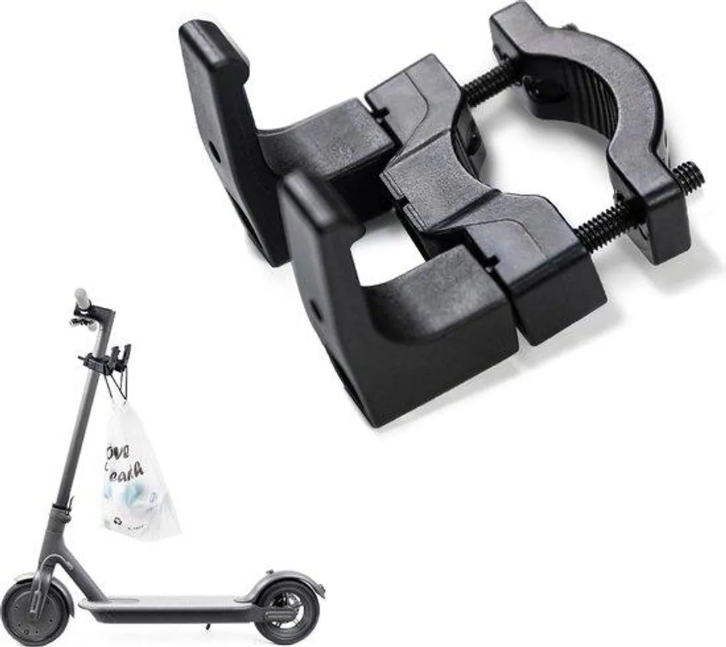 Crochet double pour trottinette électrique Haak noir - Support robuste