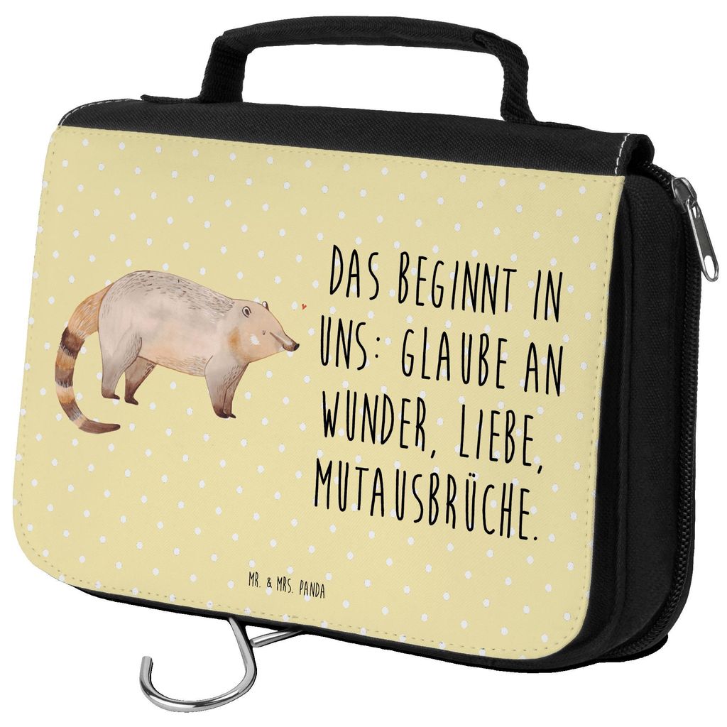 Mr. & Mrs. Panda Necessaire Nasenbär - Gelb Pastell - Geschenk, Lustige Sprüche, Bär, beauty case, Nasenbären, Kulturtasche, Waschbeutel, Kultu...