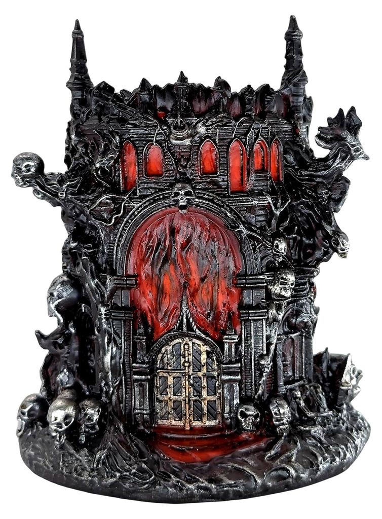 Stiftehalter aus Kunstharz im Design einer mittelalterlichen Burg - Dekoration für Aquarium und Schreibtisch