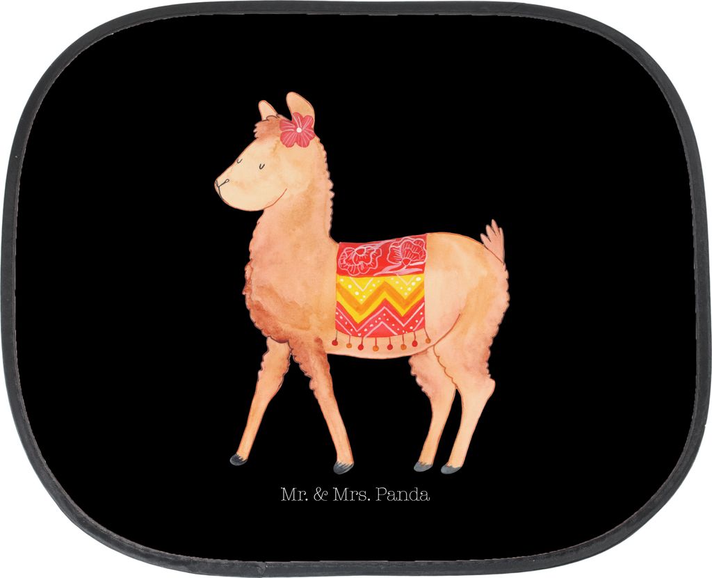 Mr. & Mrs. Panda Sonnenschutz Auto Alpaka Stolz - Schwarz - Geschenk, Lama, Seitenscheibe, Autoscheiben, Sonnenblende, hitzeschutz, Seitlicher