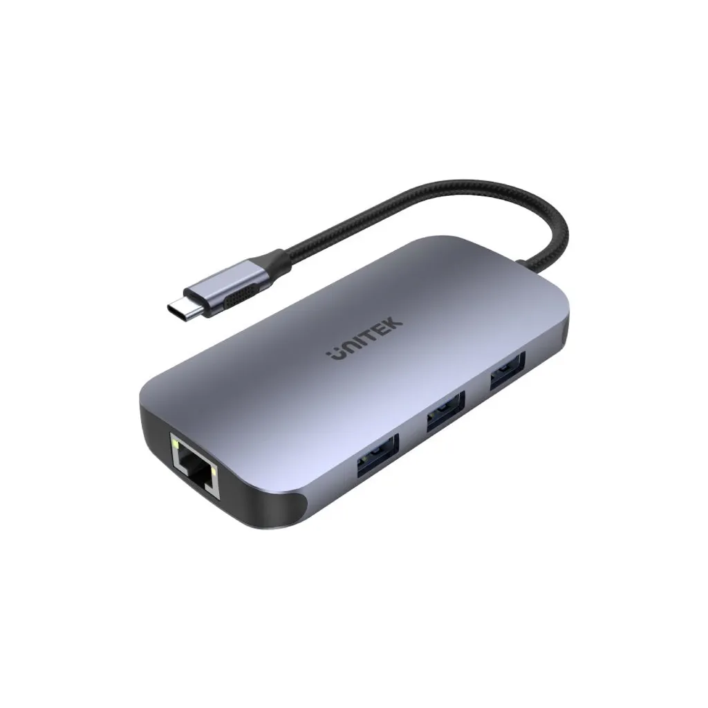 Hub Unitek USB 3.2 Haute Vitesse avec Ethernet Gigabit et Lecteur Carte