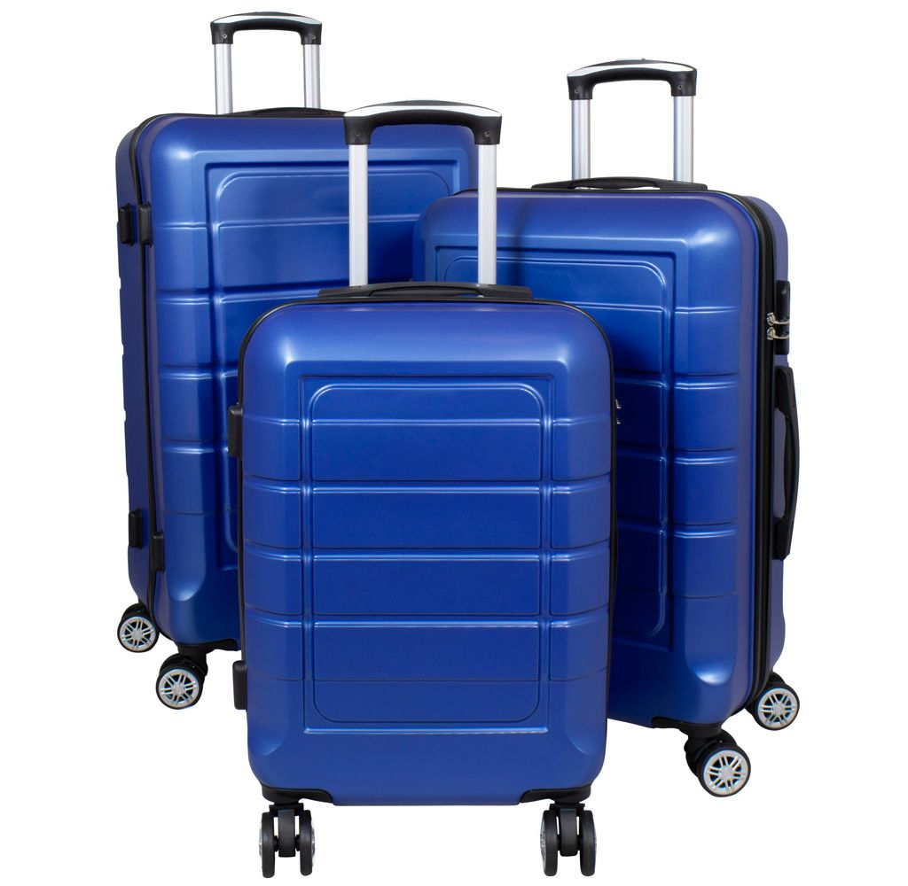 Kofferset Trolleyset 3 teilig Como Hartschale Reisekoffer ABS Blau