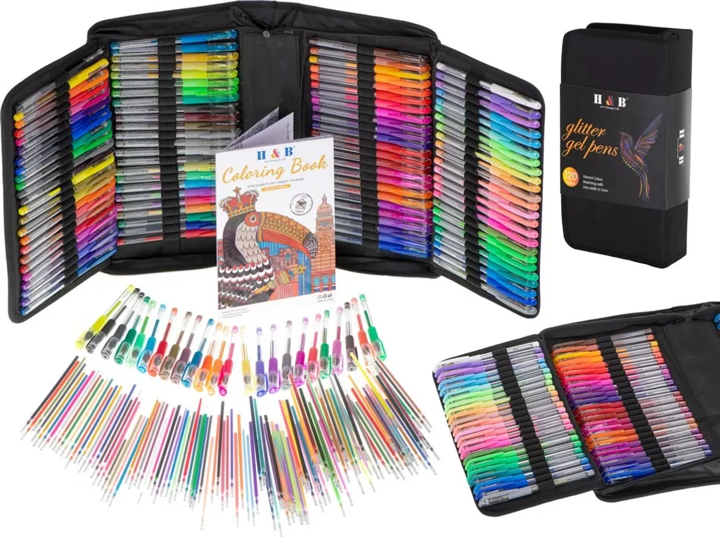 Stylos gel 120 couleurs pointe fine avec 120 recharges d'encre fluide