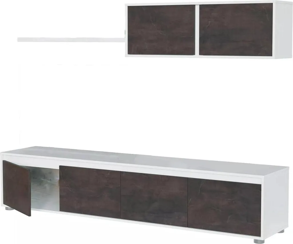Meuble Mural Blanc Amir à 4 Étagères Robustes pour Décoration Moderne