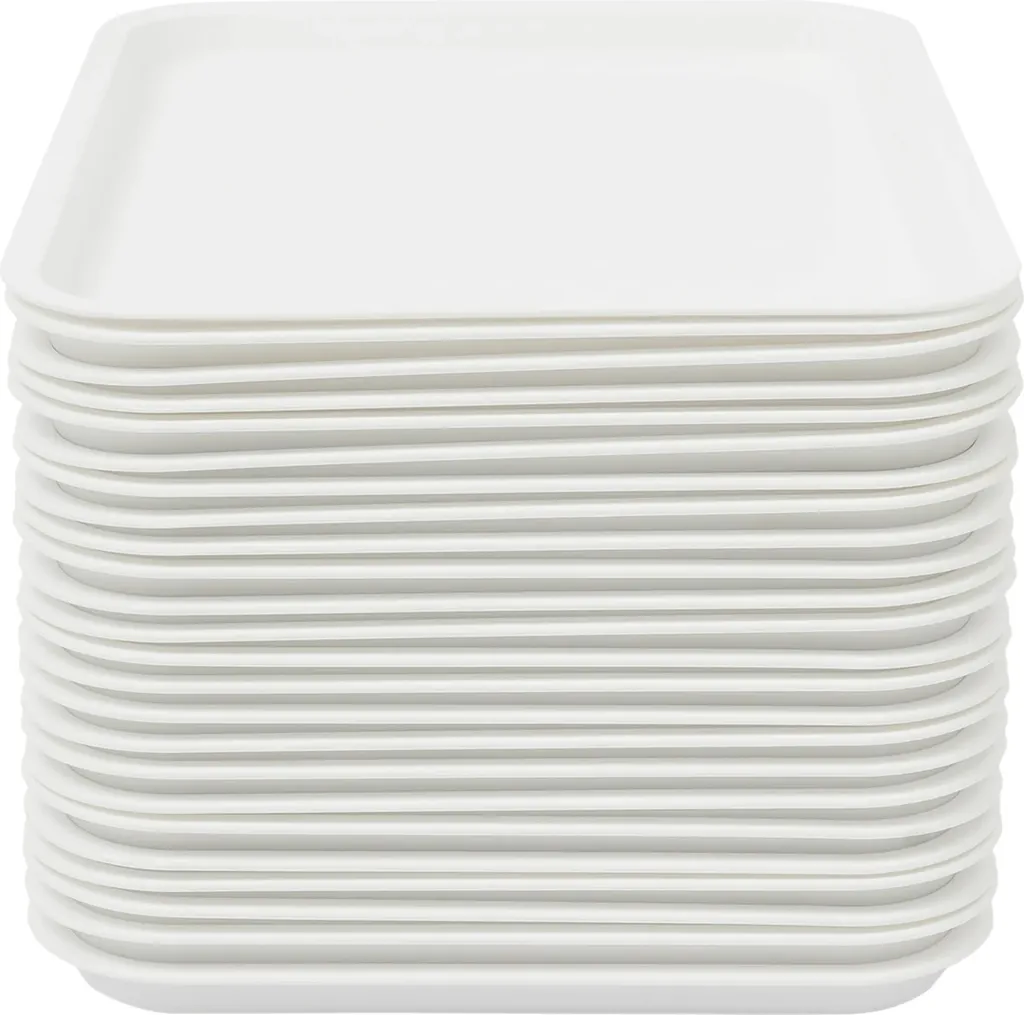 Vaschette per fast food, design moderno e rettangolare, impilabili per una facile conservazione, bianco