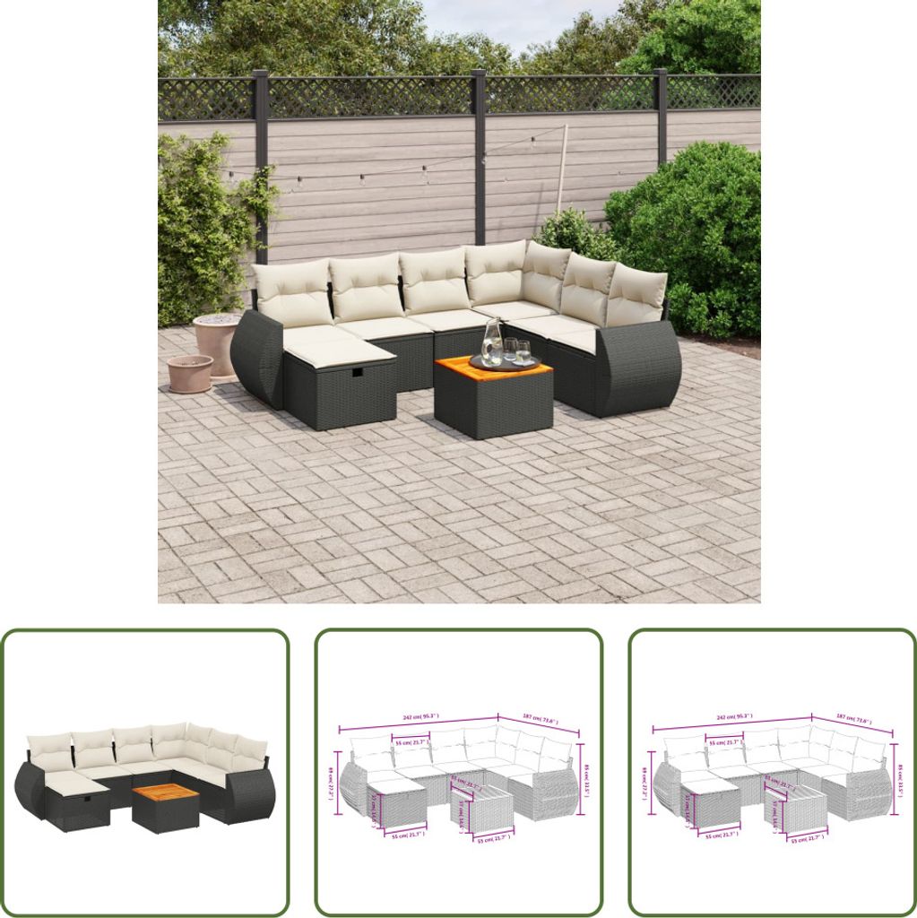 The Living Store 8-tlg. Garten-Sofagarnitur mit Kissen Produktbild 