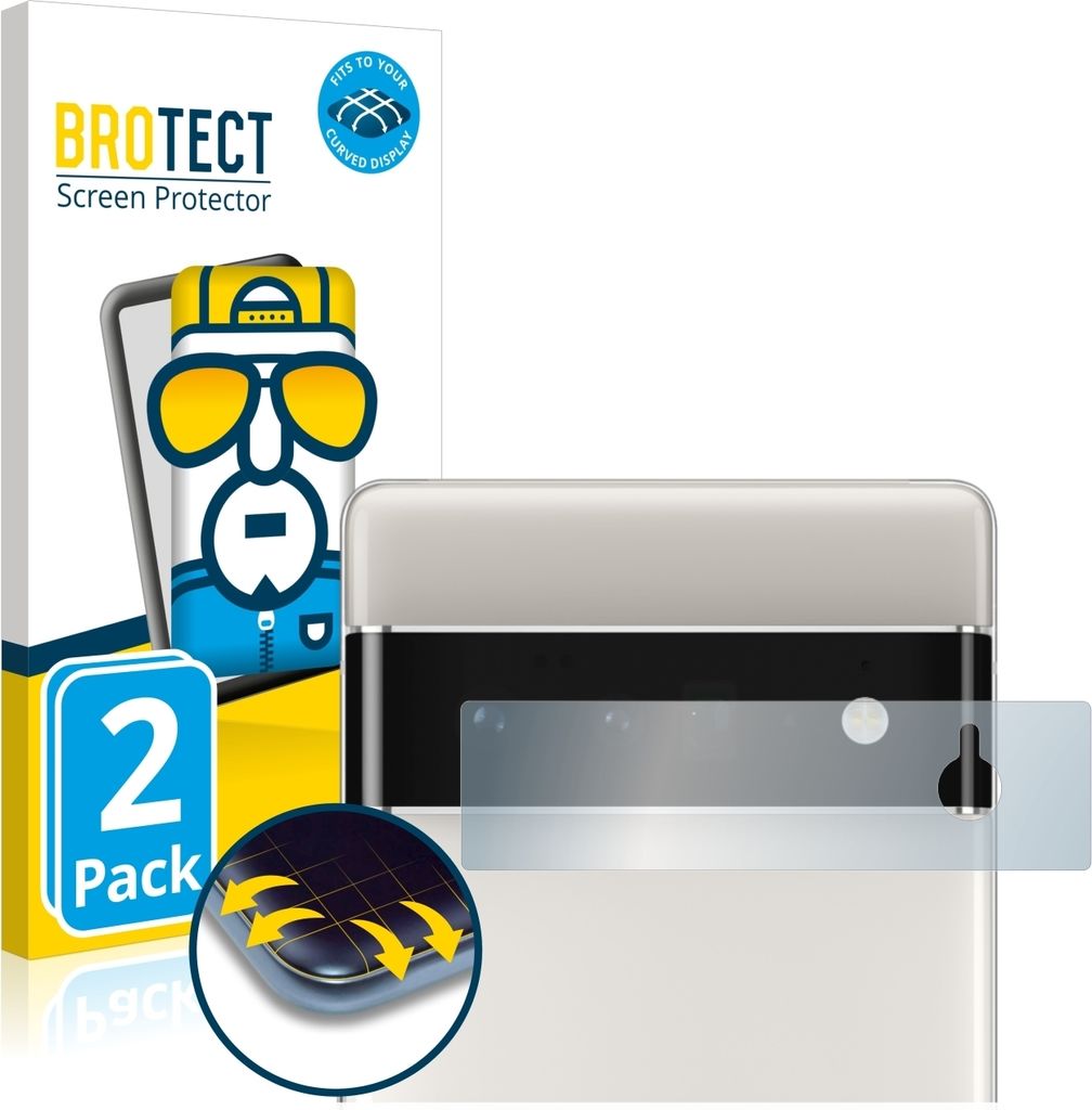 2x BROTECT Fullscreen Schutzfolie für Google Pixel 6 Pro (NUR Kameraschutz) Displayschutz Folie Fullcover Klar Transparent