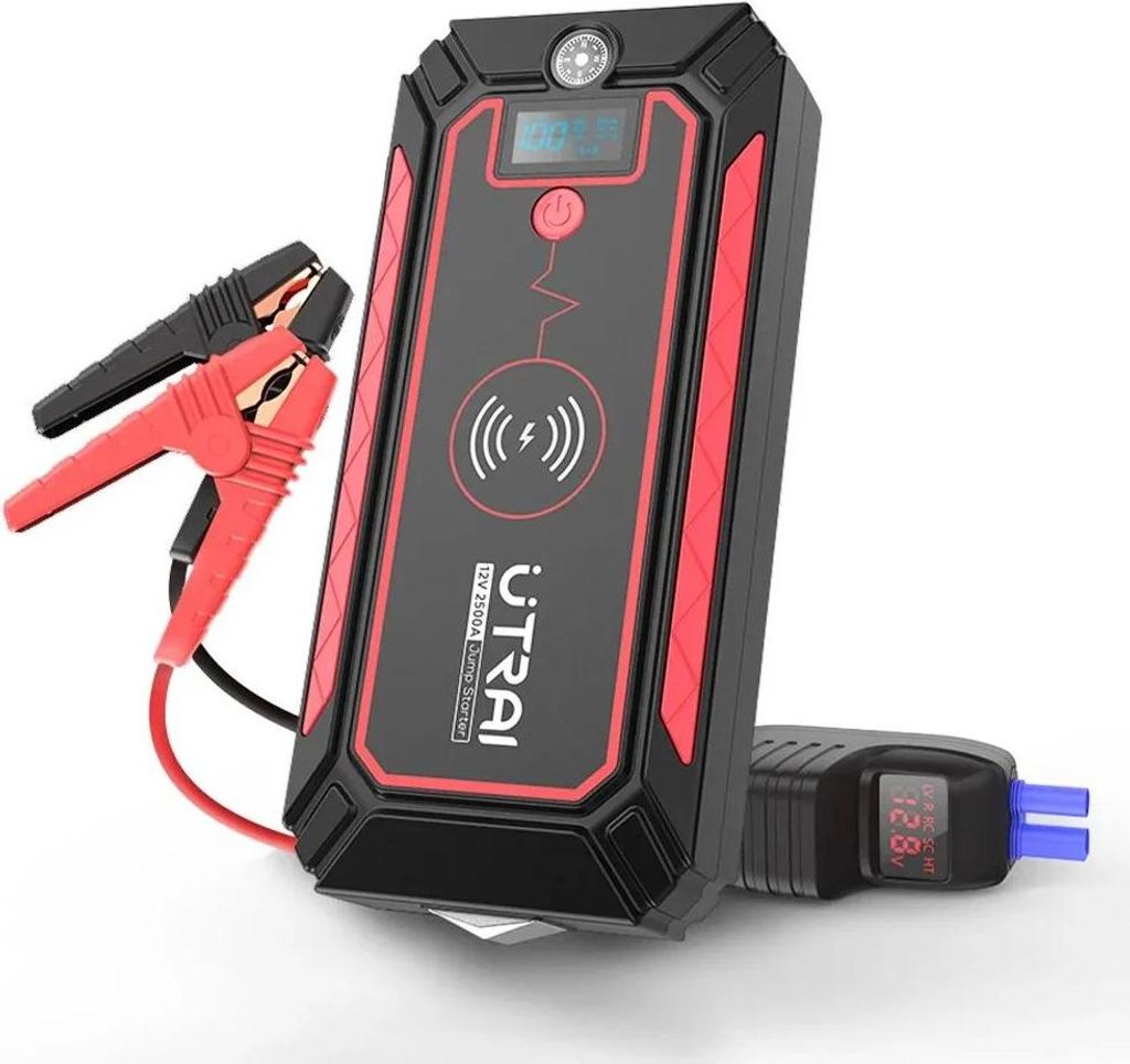 Starthilfe Powerbank - JS-4 2500A - 12 V - Für bis zu 8,0 l Benzin/6,5 l Diesel - 12000–18000 mAh - Type‐C Schnellladen - SOS‐LED - Braun