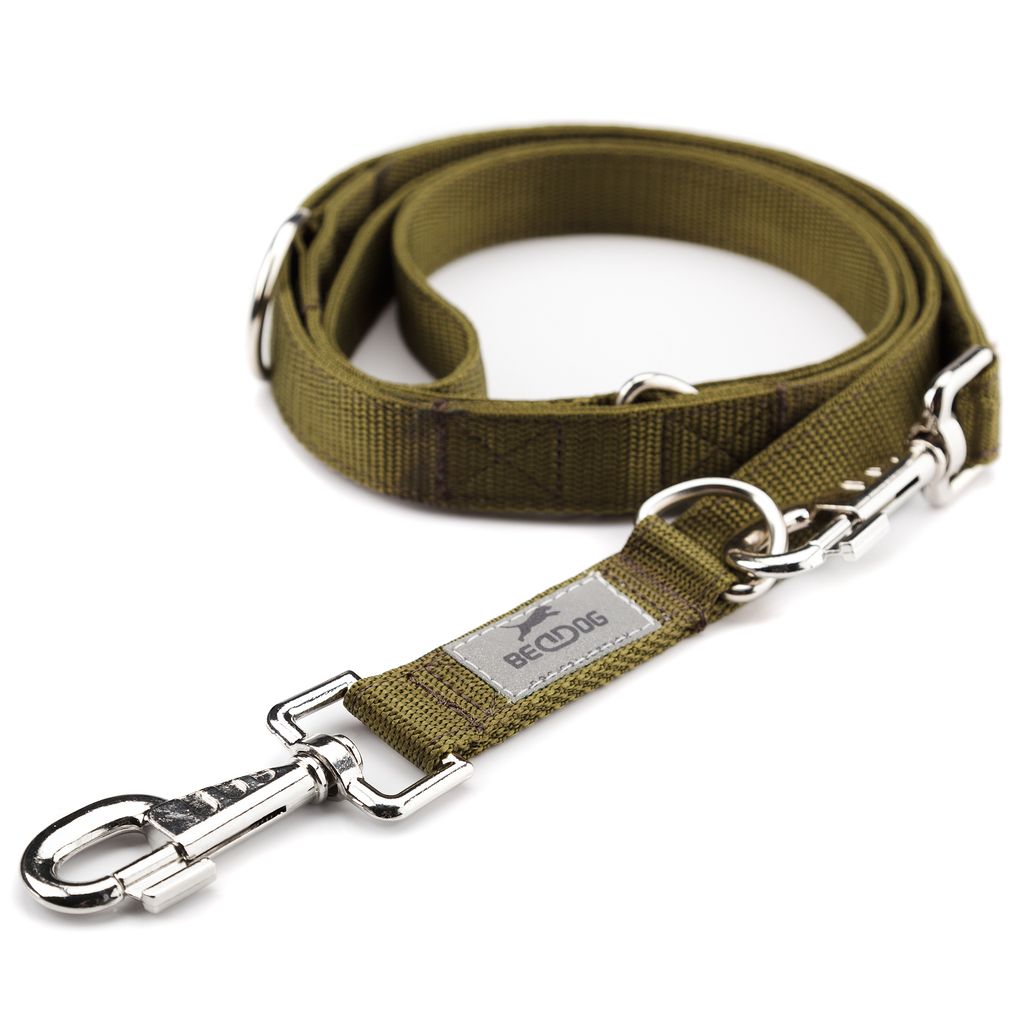 BedDog Hundeleine SPIKE verstellbar in 3 Längen Führleine, Laufleine,2m/25mm,khaki