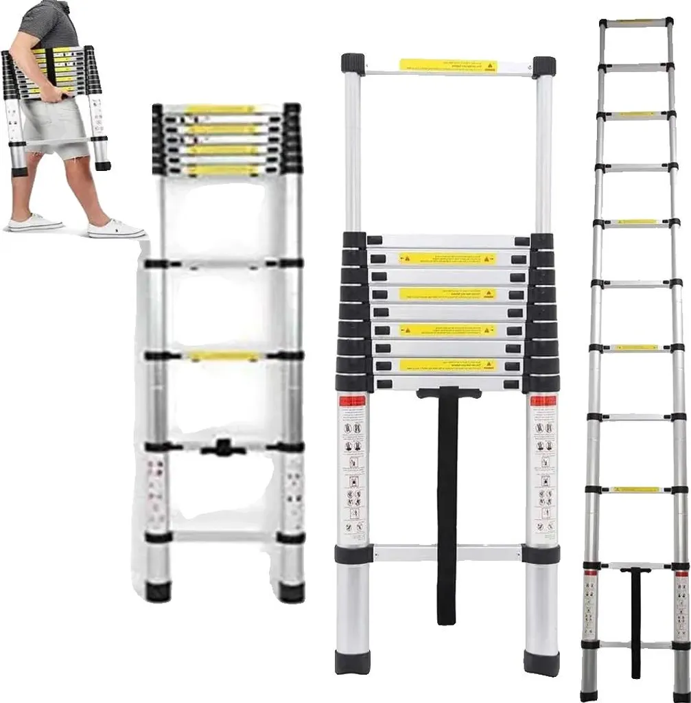 Échelle escamotable télescopique 3m20 en alu légère et compacte