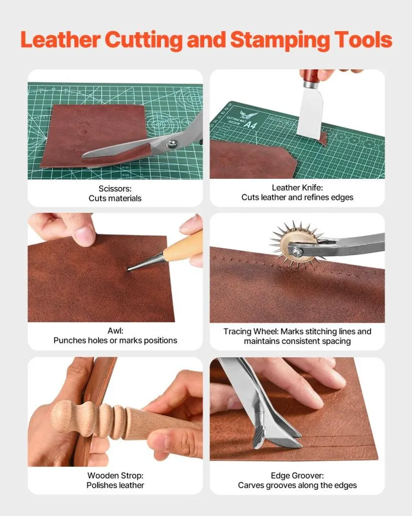 Set d'outils cuir 72 pièces pour couture, gaufrage et estampage manuel - 4