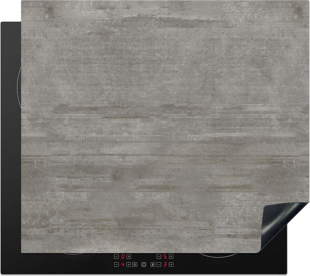KitchenYeah Herdabdeckplatte Muster - Beton - Grau , 57x51cm, Küche Deko, Glaskeramikfeld Herdabdeckung, Abdeckplatte fùr Kochfeld