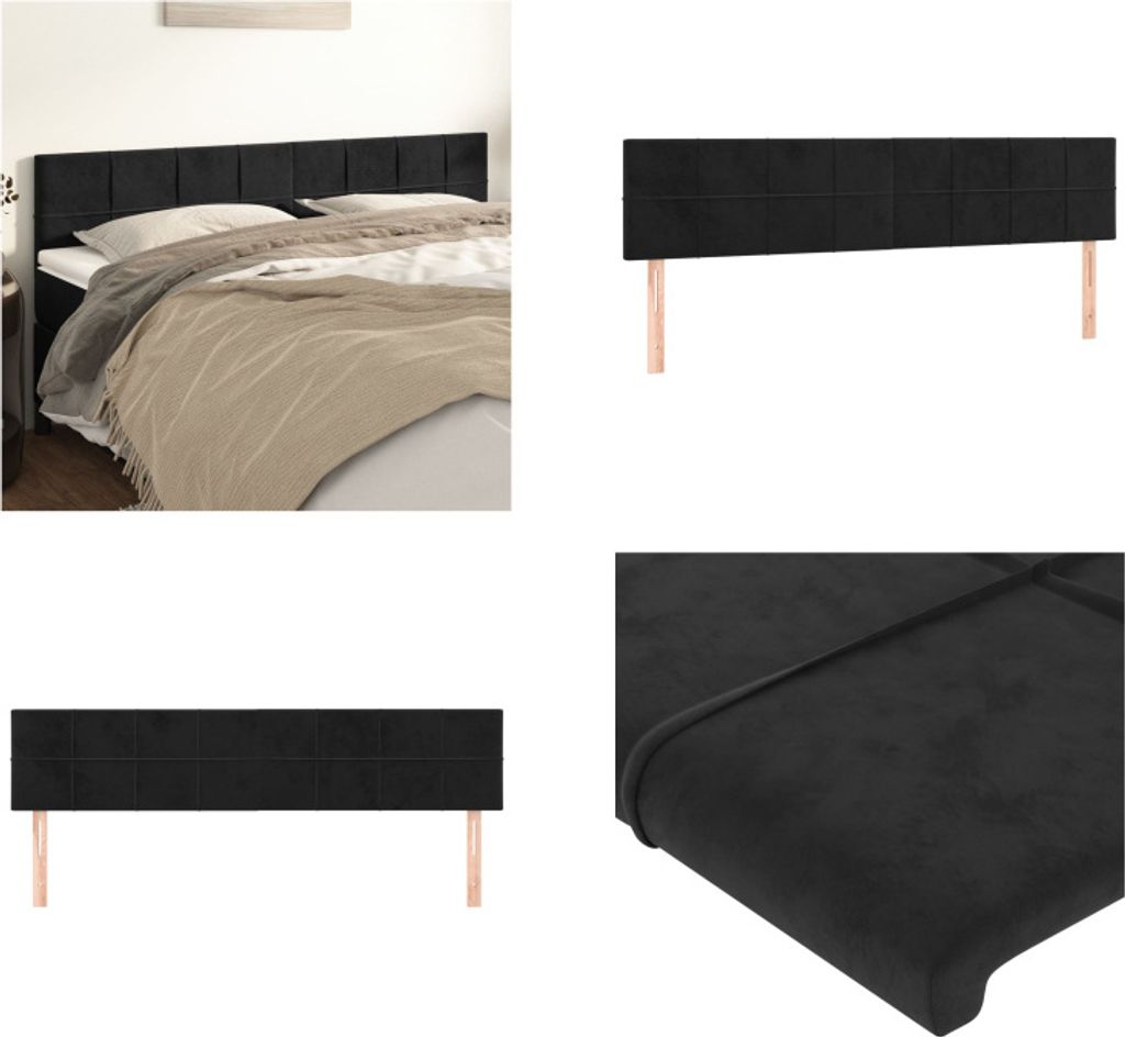 vidaXL Kopfteile 2 Stk. Schwarz 100x5x78/88 cm Samt - Kopfteil - Kopfteile - Bett-Kopfteil - Bettkopfteil