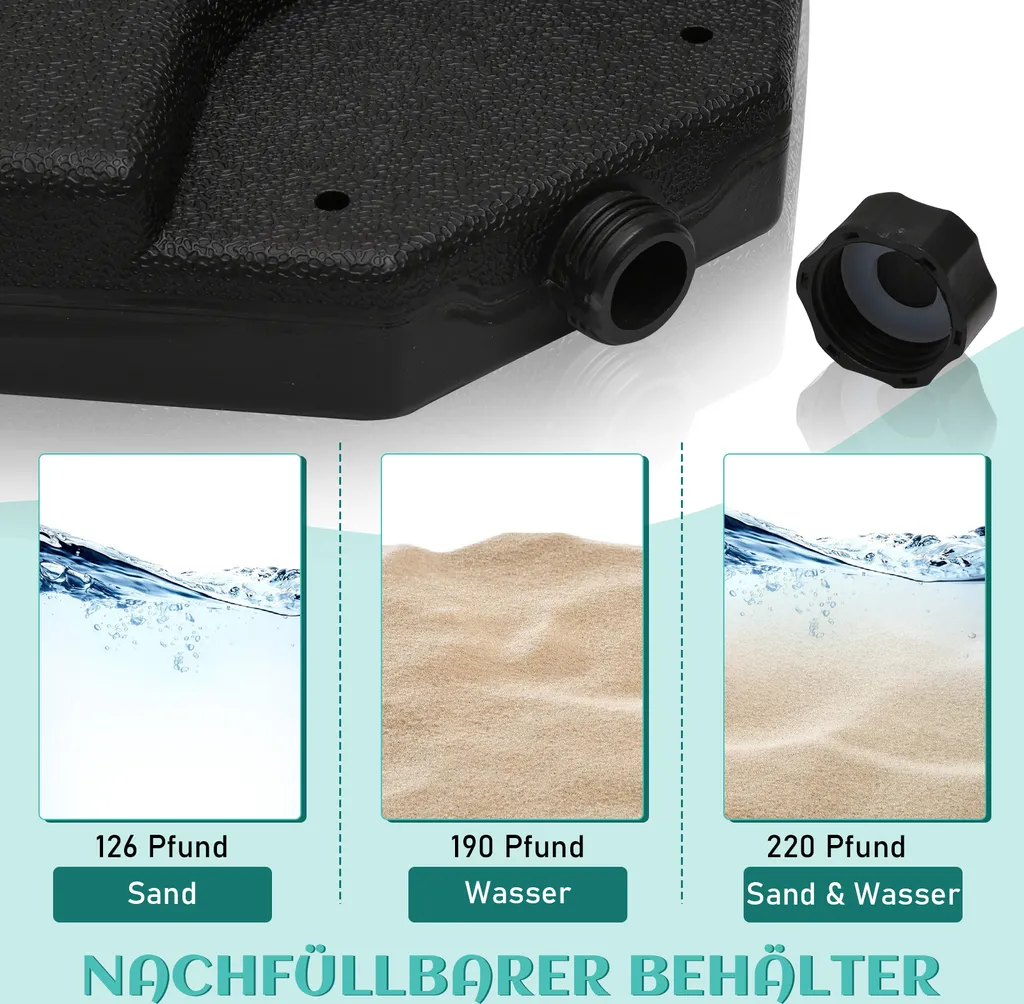 Zavorra Ombrellone Decentrato 80kg | Set 4 Piastre Jopassy in HDPE - 6
