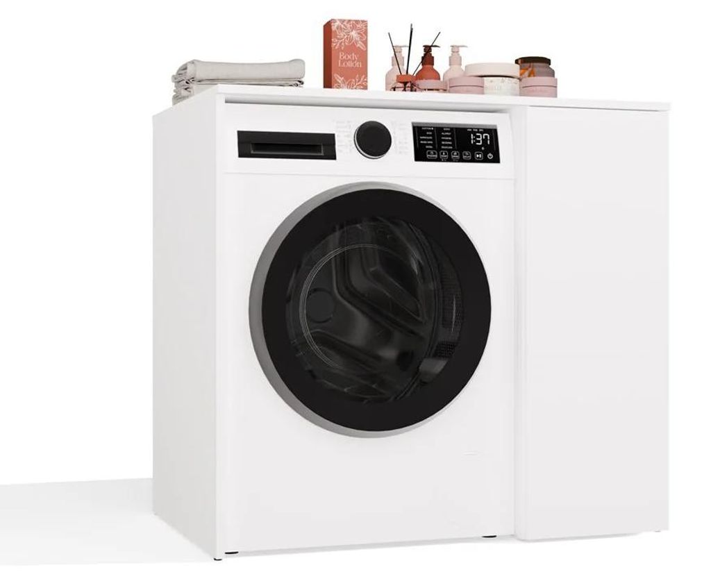 Badezimmer-Waschmaschinenschrank mit Türen POLA NP 1D WEISS Produktbild 