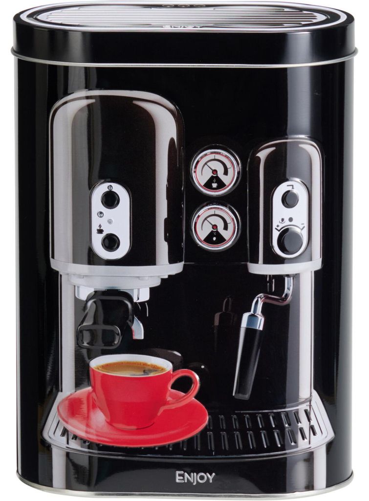 Kaffeedose - Metall - Retro Kaffeemaschine schwarz - Produktbild 