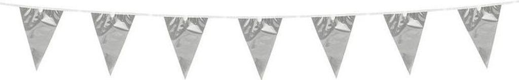Wimpel Girlande aus Folie in Silber Metallic - 3 Meter