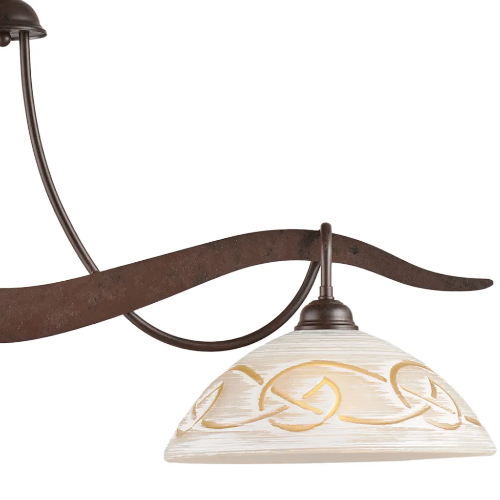 Bilanciere Bilbao Ferro Nero e Ruggine - Lampadario Country Chic 89cm - 4