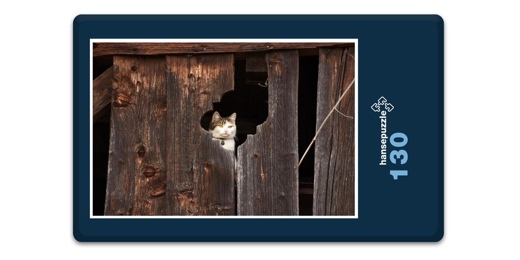 hansepuzzle 17110 - Katze im Blick Puzzle, 130 Teile, Tierwelt, 28,7 x 20,0cm mit hochwertiger Aufbewahrung, Kartonbox & Beutel