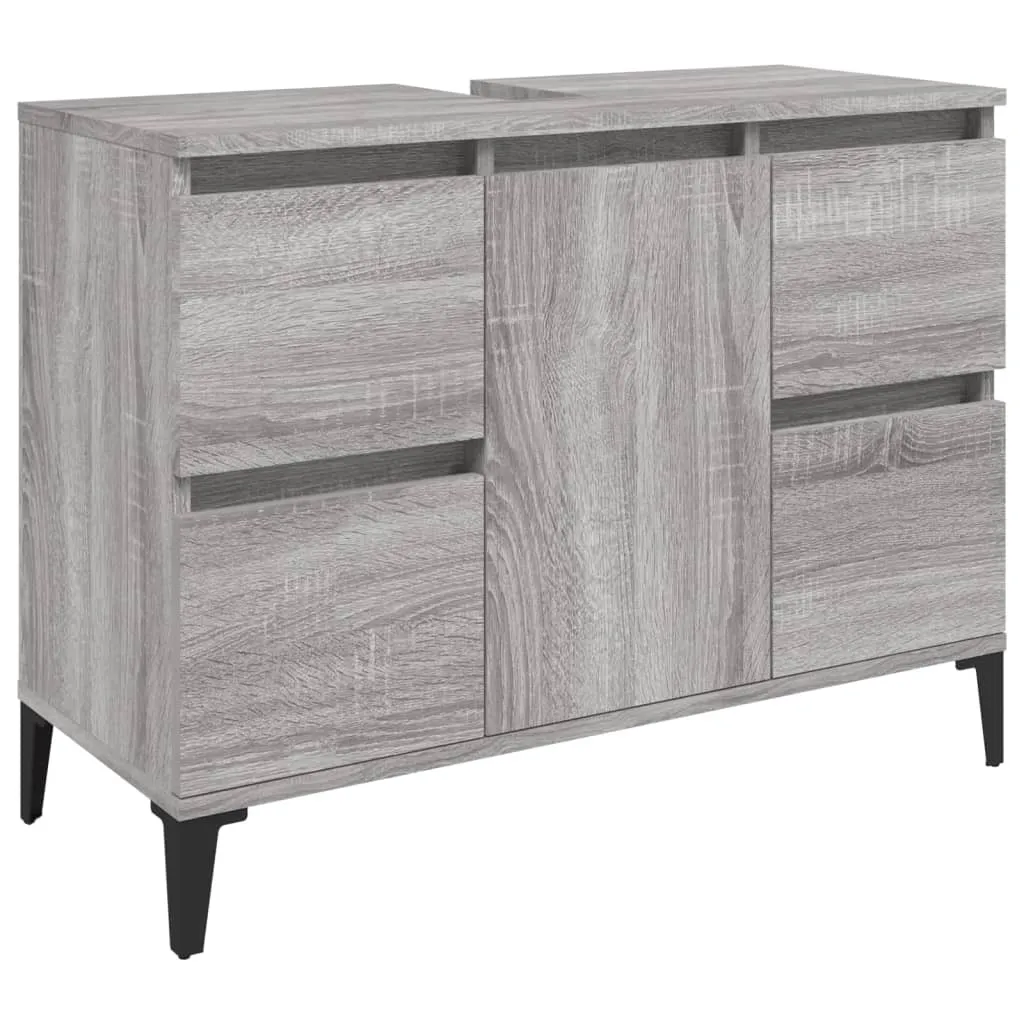 Base Lavabo 80x33x60 cm Grigio Sonoma | Mobile Bagno Robusto - 3