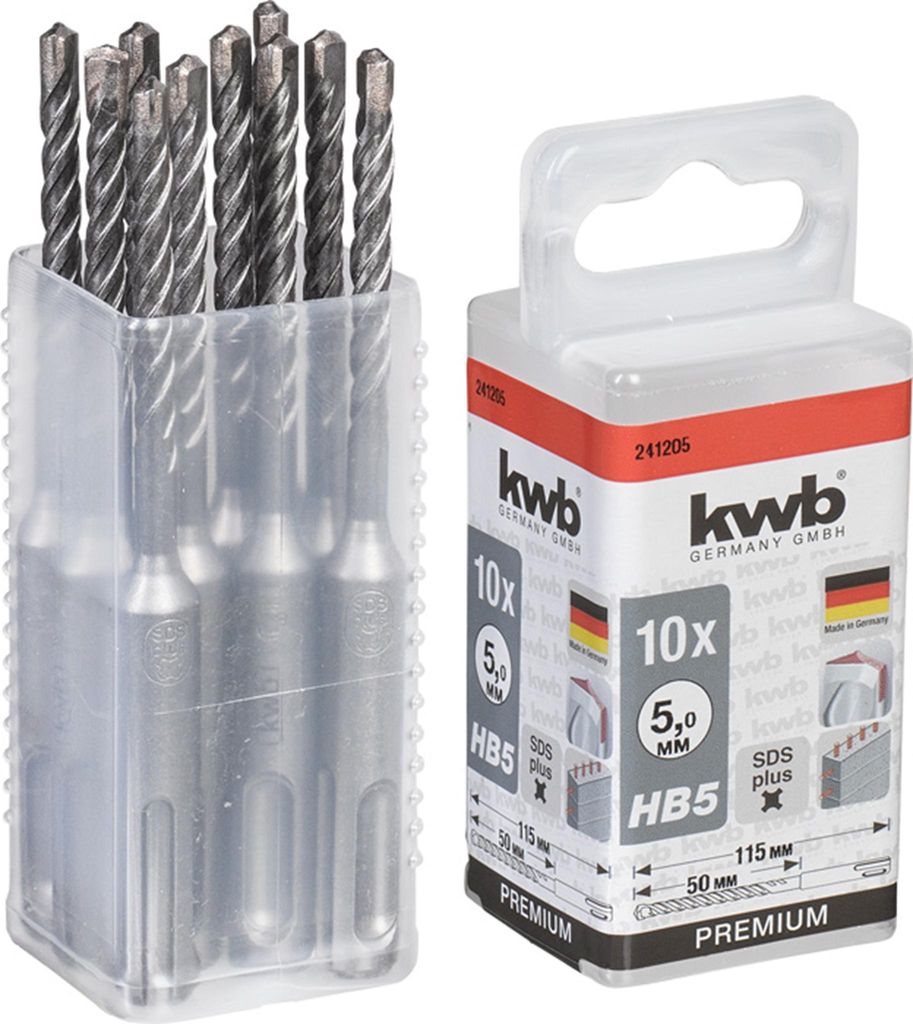 KWB HB5 SDS Plus Hammerbohrer, 115/50 mm, Ø 5 mm, 10 Stück