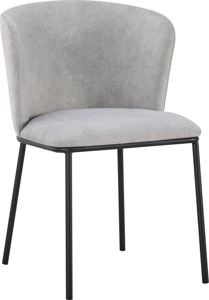 Chaise Carble Selsey grise en velours hydrofuge et pieds métal robustes