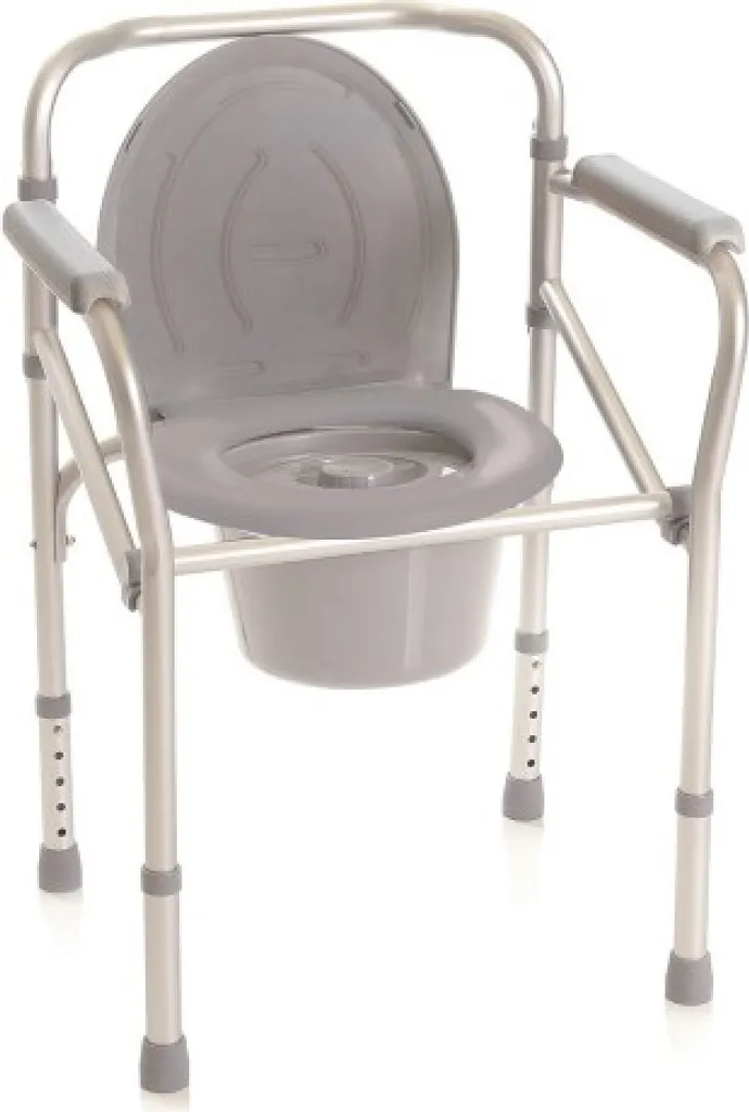 Chaise percée Moretti pliable avec siège de toilette réglable gris
