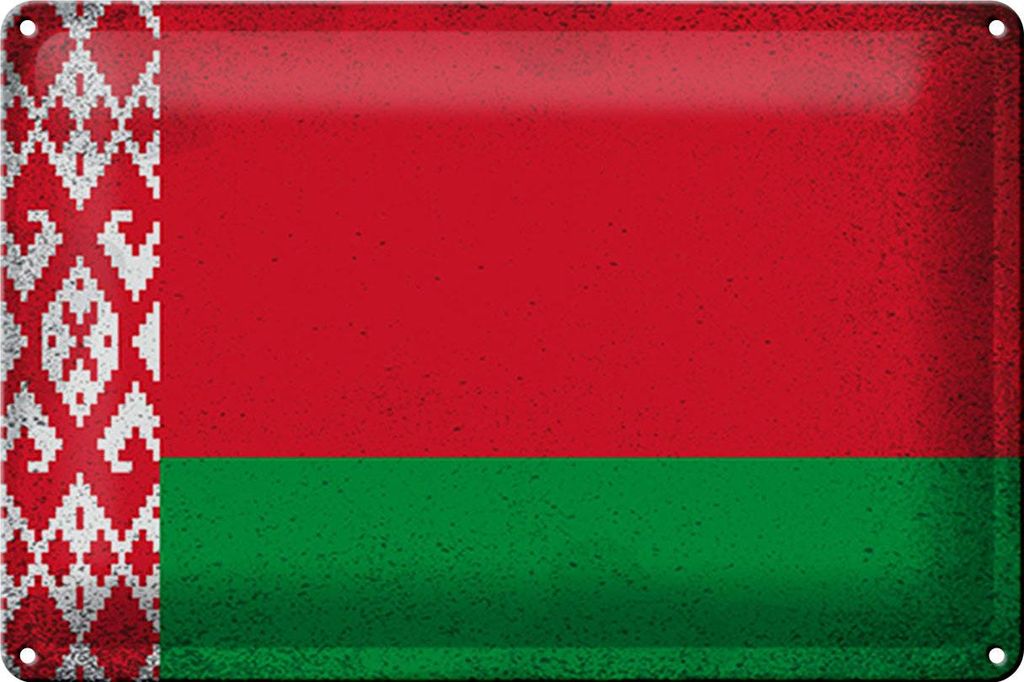 Blechschild Flagge Weißrussland 30x20cm Belarus Vintage