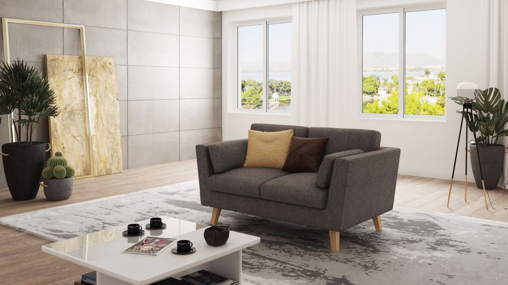 S-STYLE MÖBEL - Sofa 2-Sitzer mit Holzfüßen im Produktbild 