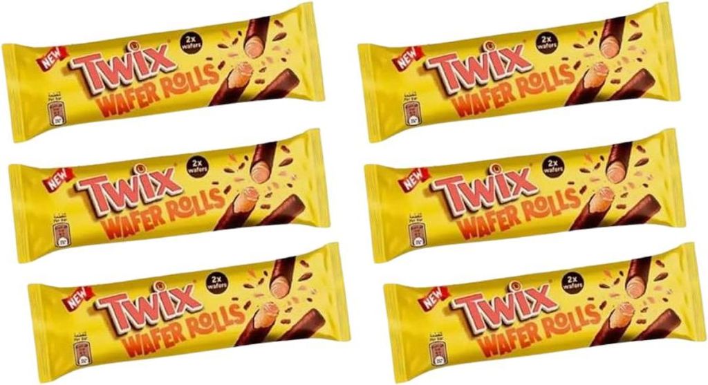 6x Twix Wafer Rolls – Knusprige Karamell-Schokoladen-Riegel (6x 22.5g) +Heartforcards Versandschtz