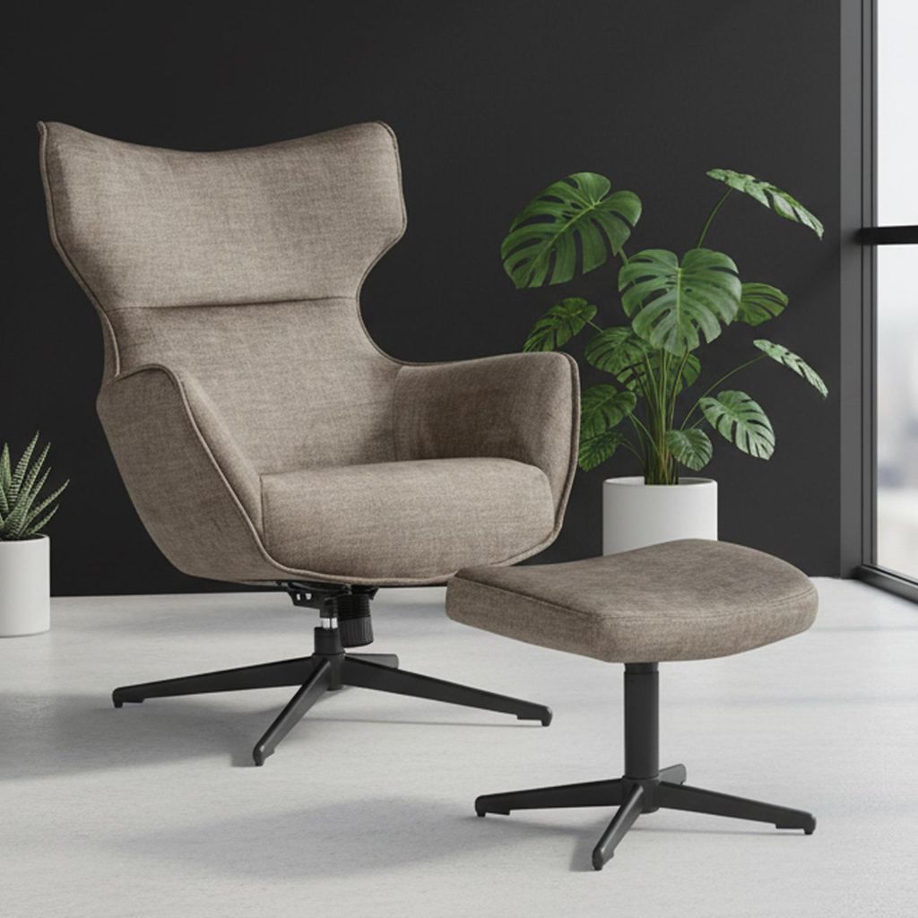 riess-ambiente Drehbarer Sessel VOGUE taupe Samt schwarze Produktbild 