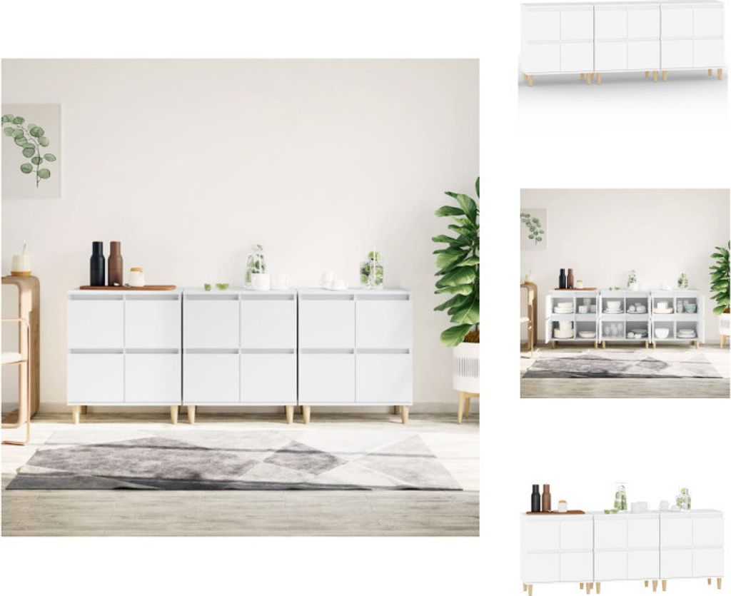 vidaXL Sideboards 3 Stk. Weiß 60x35x70 cm Holzwerkstoff - Sideboards