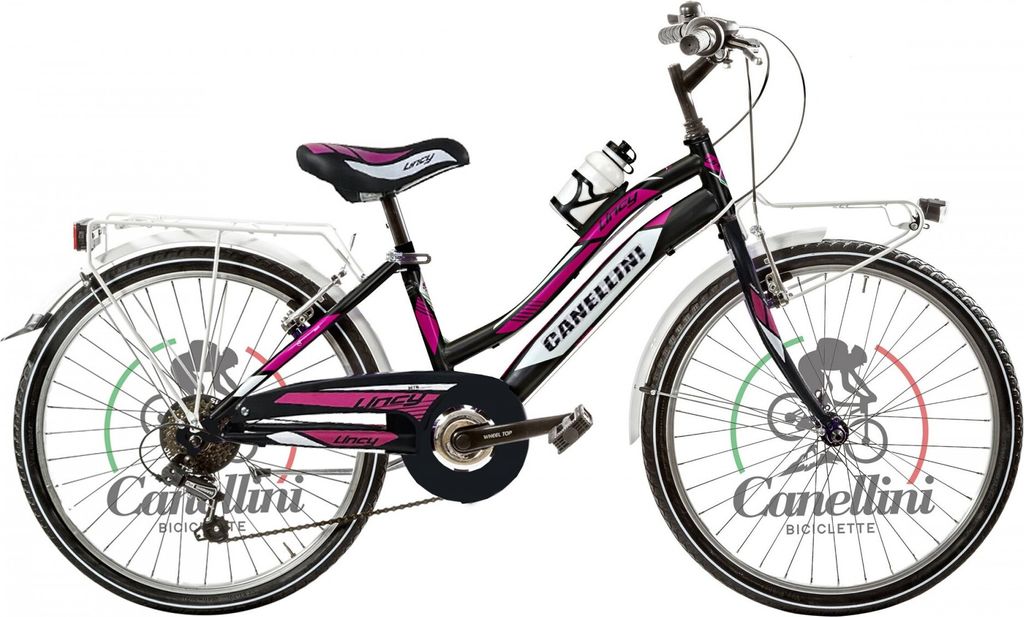 Kinderfahrrad MTB Canellini LINCY 24" - Schwarz/Fuchsia