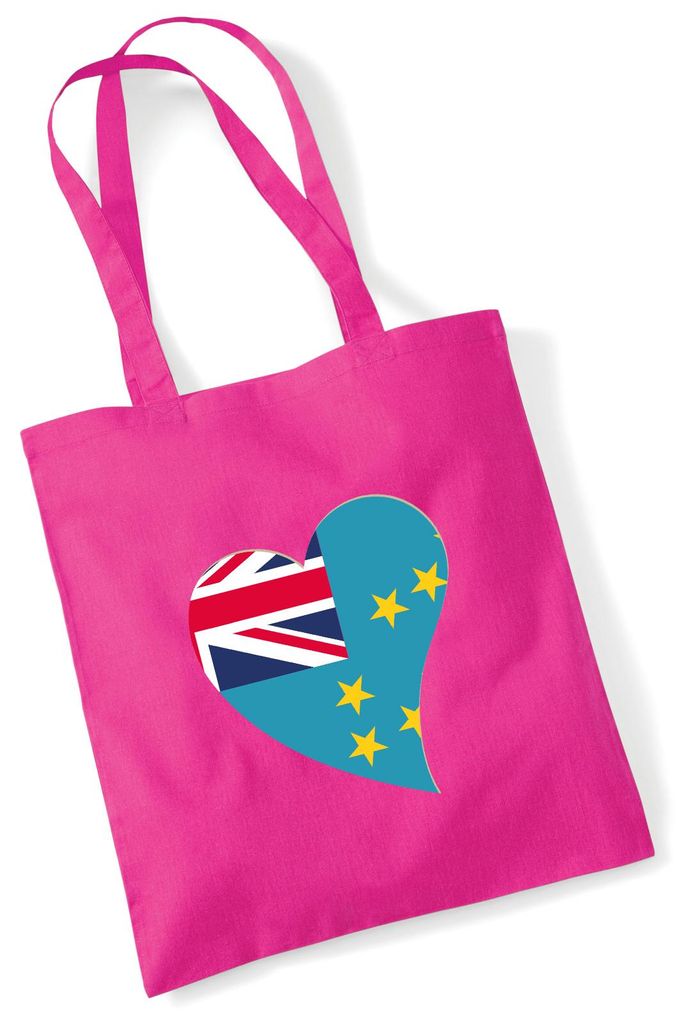 Huuraa Jutebeutel Tuvalu Flagge Herz 10 Liter Fuchsia Baumwolle Tasche Geschenkidee