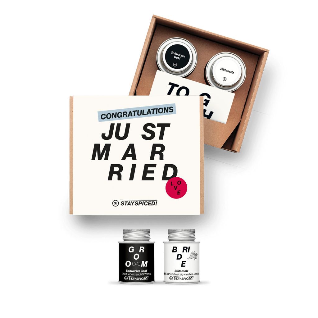 Just Married - BRIDE & GROOM | Geschenke Set | 2 Gewürze Produktbild 