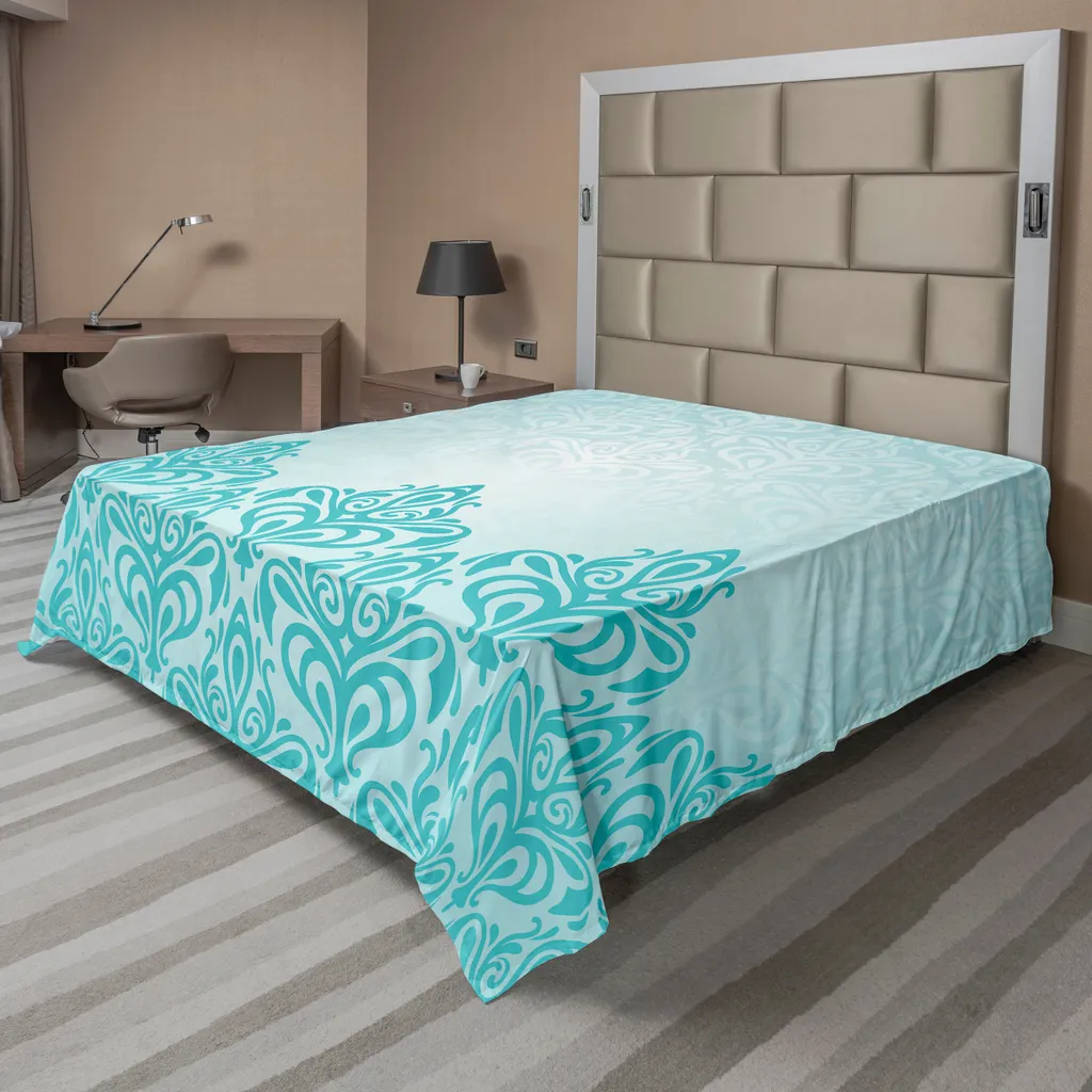 Lenzuolo ABAKUHAUS Turchese Stile Vittoriano 260x228 cm - Alta Qualità